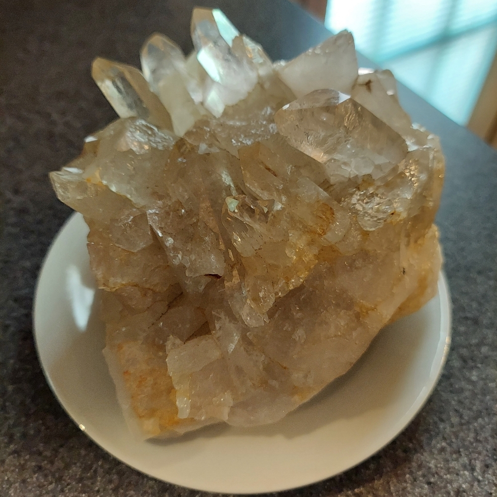 NATURAL WHITE QUARTZ  EMBEDDED ROCK LARGE 3 1/2 Lbs. - RARE!
